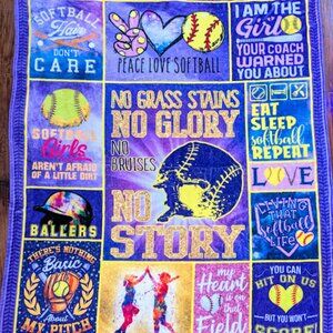 Girls Softball Blanket Soft Lightweight Throw Blanket 50x60